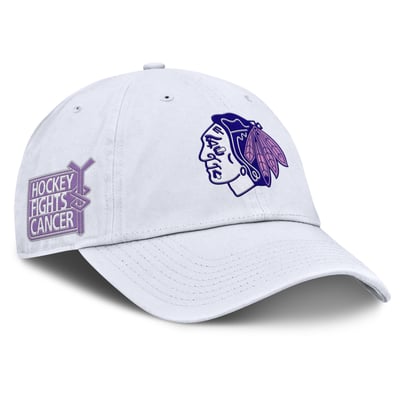  Chicago Blackhawks Fanatics Authentic Pro Hockey Fights Cancer Adjustable Hat - White